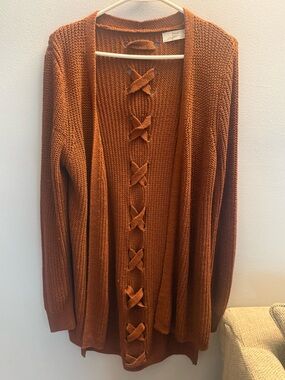 PINQUE Women’s Medium Knit Cardigan with Cut-out Back Detail